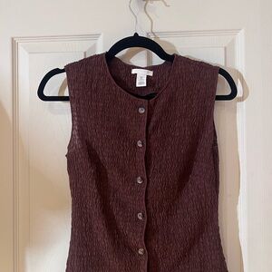 H&M Burgundy Textured Button-Up Blouse